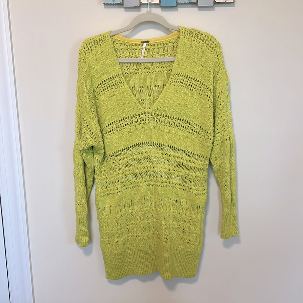 Free People Women’s Hot Tropics Knit Pullover Sweater / Limelight / Size XS